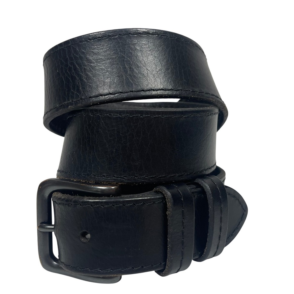 Wrangler Leather Belt Mens 34 Black Textured Grained Leather Single Prong Buckle